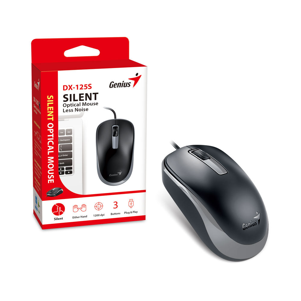 Genius Usb Dx-125s Silent Optical Mouse Blk+gry — Genius | Guards on Duty Shop