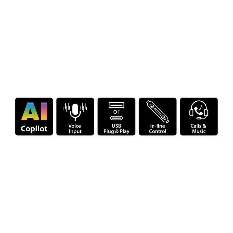 GENIUS HEADSET HS-220U, AI Copilot button to activate Copilot assistant (for windows 11 or above), Headband headphone with microphone, Bendable microphone, In-line control for volume/ mute, USB plug and play  - NEW