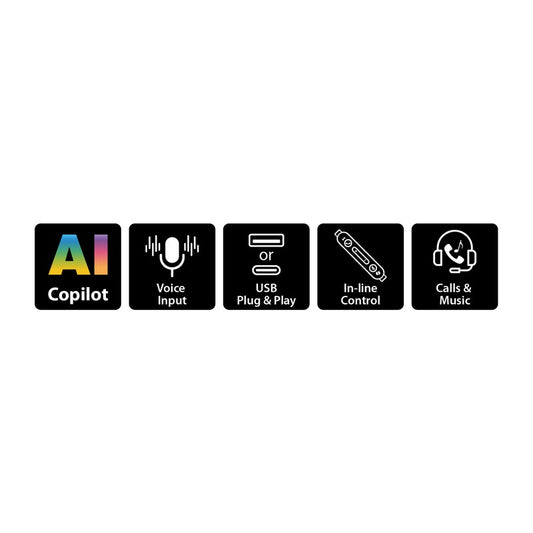GENIUS HEADSET HS-220U, AI Copilot button to activate Copilot assistant (for windows 11 or above), Headband headphone with microphone, Bendable microphone, In-line control for volume/ mute, USB plug and play  - NEW