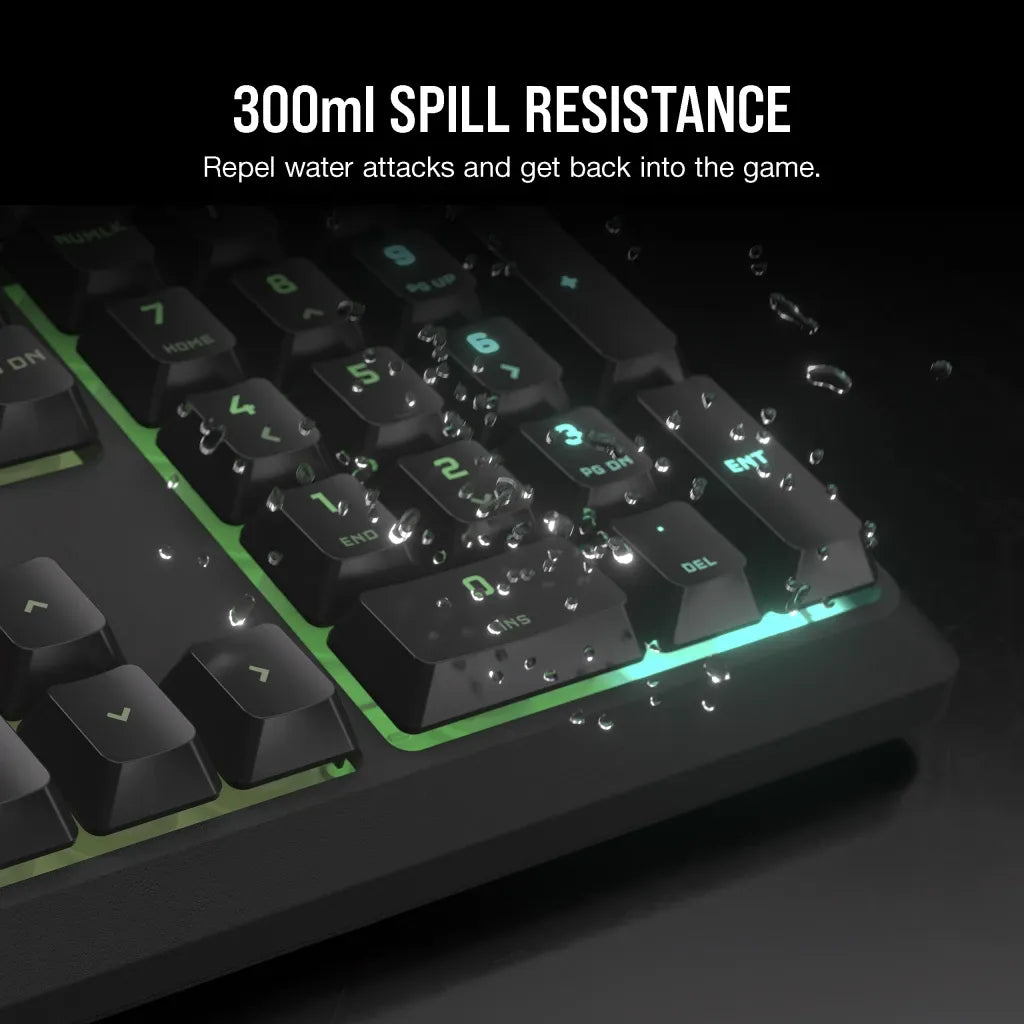 Corsair K55 Core Gaming Keyboard; Backlit Zoned RGB LED; Rubberdome