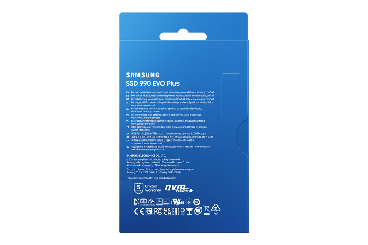 SAMSUNG MZ-V9S1T0BW 990 EVO Plus 1TB NVMe SSD - Read Speed up to 7150 MB/s; Write Speed to up 6300 MB/s; Random Read up to 850;0