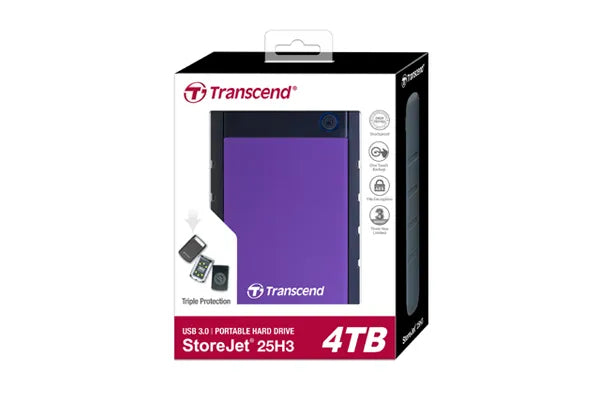 TRANSCEND STOREJET 2.5'' 4TB 25H3 USB 3.1 RUGGED HDD - PURPLE