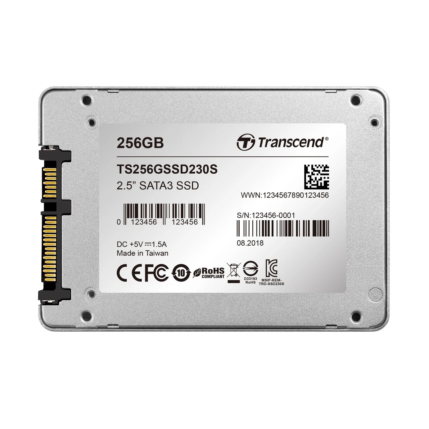TRANSCEND 256GB SSD230 2.5' SSD DRIVE - SATA III 3D NAND with DRAM cache - 530MB/s Read 400MB/s Write - 140TBW