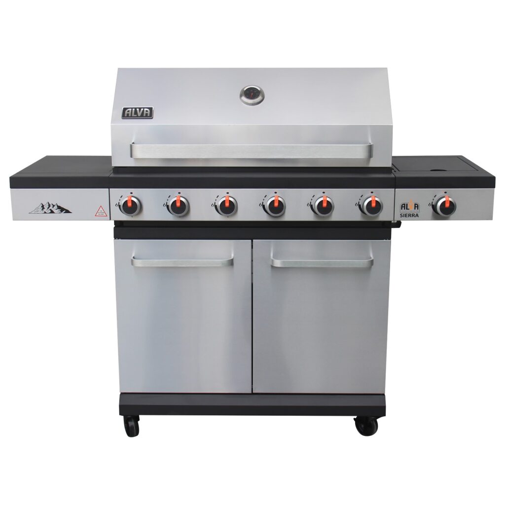 Alva Sierra-6 Burner BBQ With Side Burner – Stainless Steel / Black + FREE TOOL SET