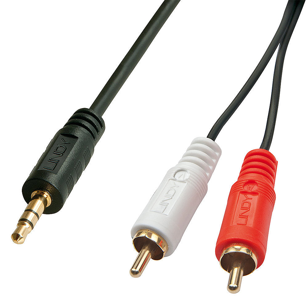 Lindy 3m 1 x 3.5mm Jack Plug , 2 x Rca (35682) — Lindy | Guards on Duty Shop