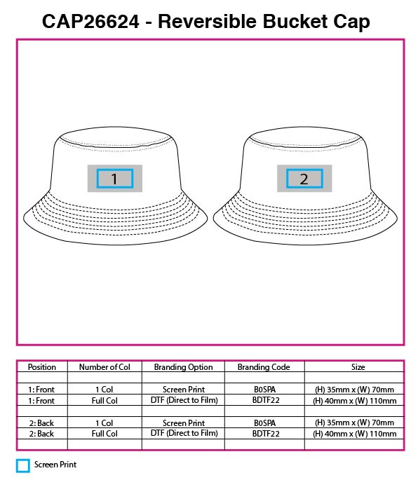 Reversible Bucket Cap - branding