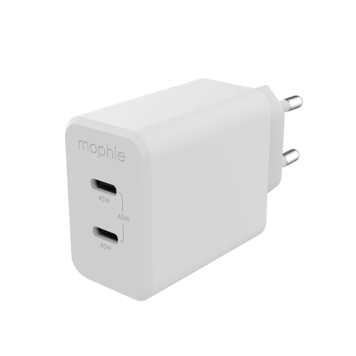 mophie-Wall Adapter-USB-C-PD-DUAL-45W-GAN-White-EU(2xUSBC)