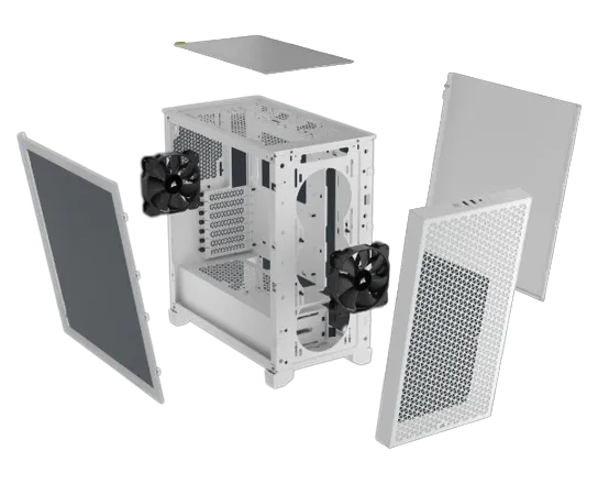 3000D AIRFLOW White Mid-Tower PC Case; 2x 3.5'' |  2x 2.5'' Drive Bays; Up to 360mm Radiator compatible; 2x 120mm fan incl