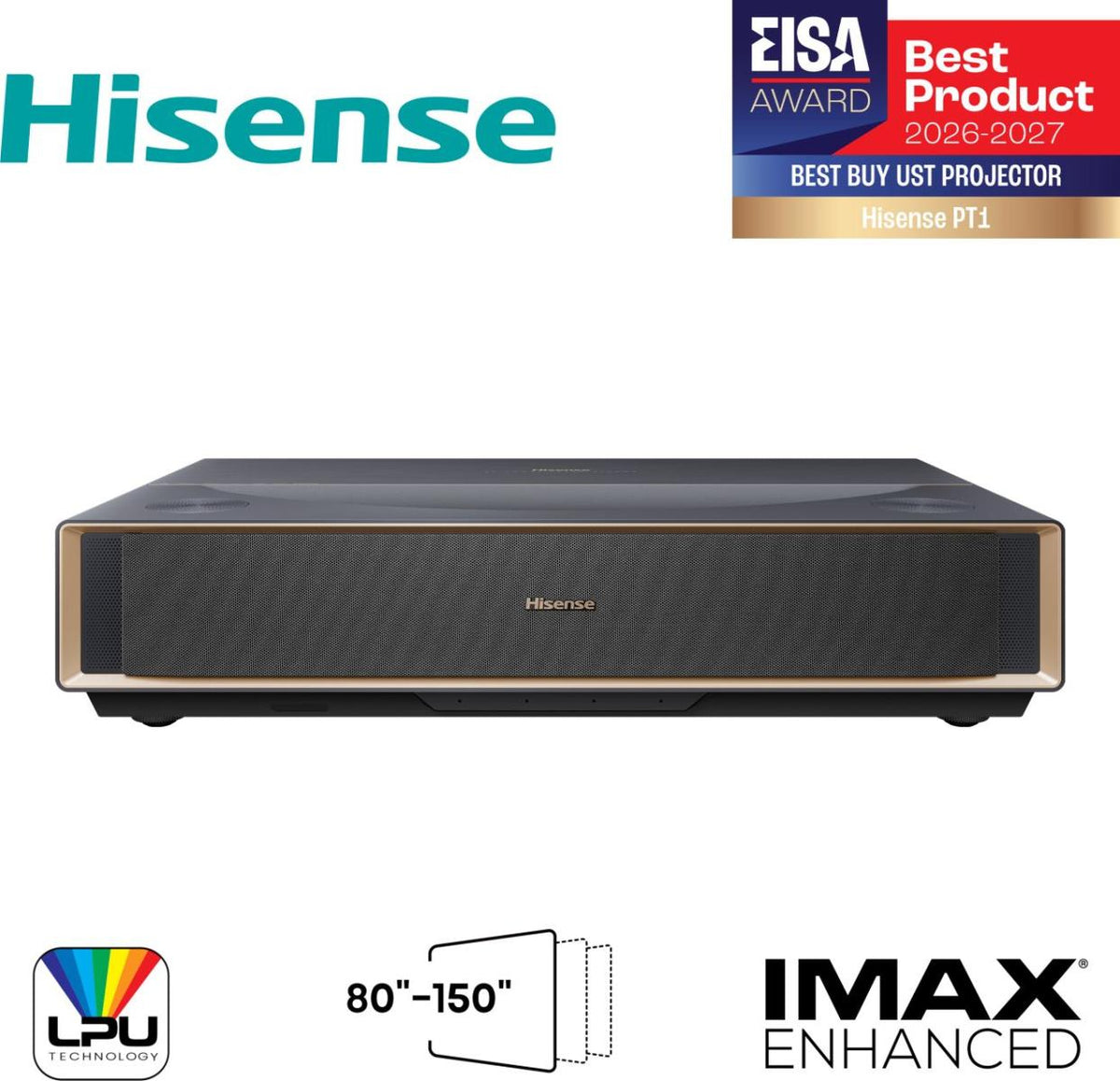 HISENSE PT1 Ultra Short Throw 4k 2500 Lumens Smart Triple Colour 80 to 150 inch