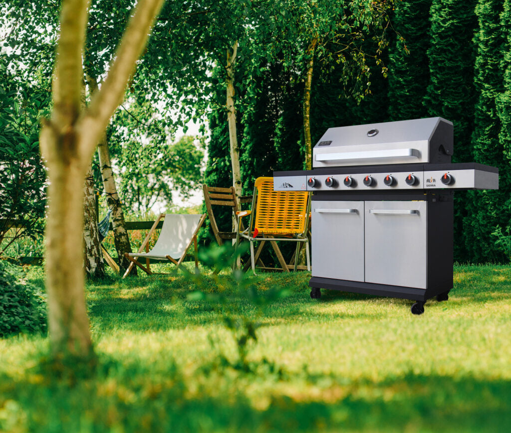 Alva Sierra-6 Burner BBQ With Side Burner – Stainless Steel / Black + FREE TOOL SET