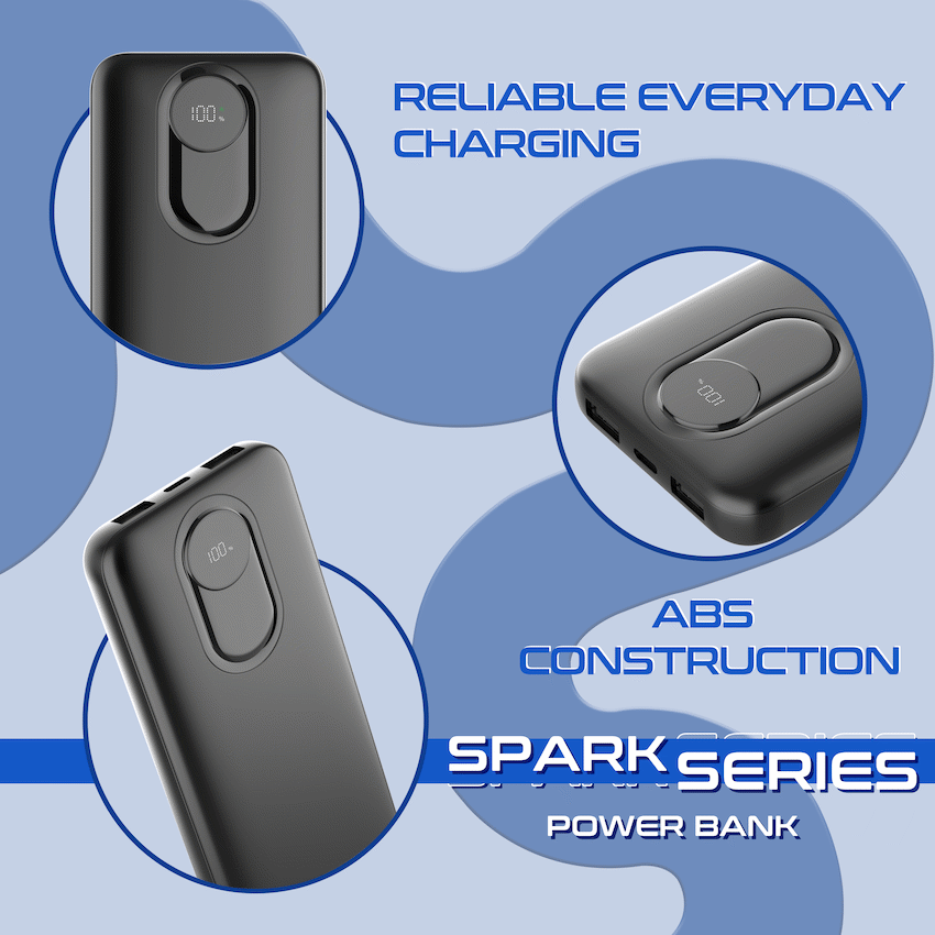 Amplify Spark Series 10000mAh Power Bank - Black - Guards On Duty Shop & Security Guards