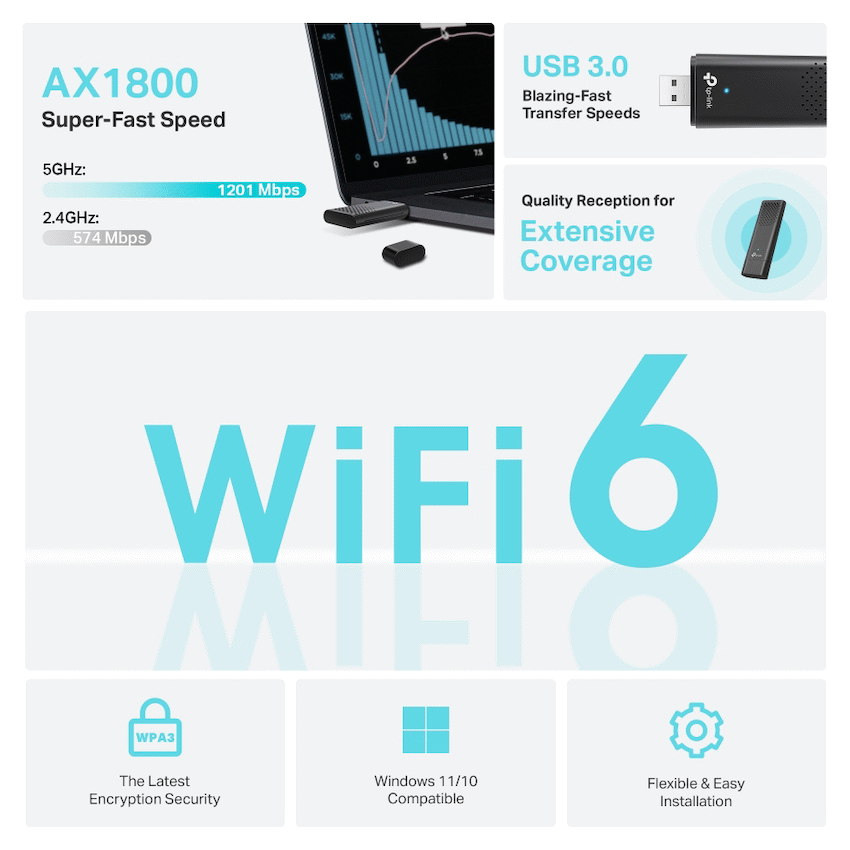 TP-Link Archer TX20U Dual-Band Wi-Fi 6 Wireless USB Adapter
