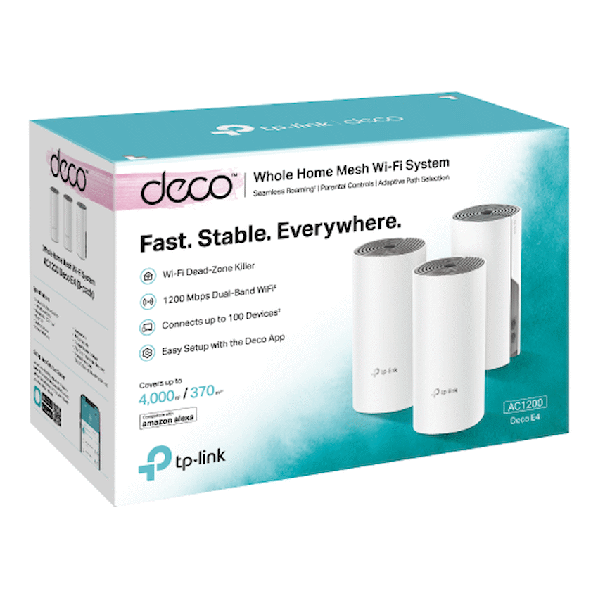 Deco E4 (3-Pack) AC1200 Whole-Home Mesh Wi-Fi System
