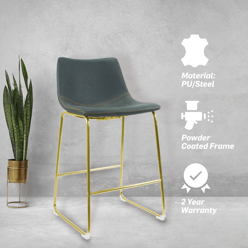 Everfurn Opal Large Barstool Gold - 2 Pack - Guards On Duty Shop & Security Guards