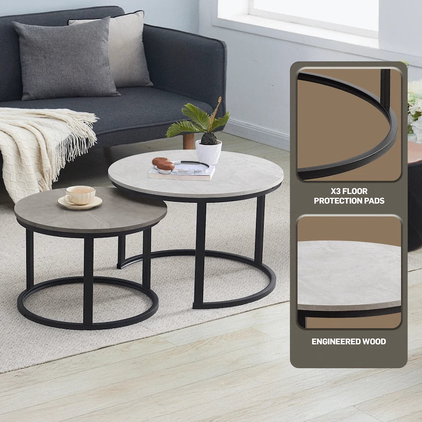 Indus Nesting Coffee Table Greyish - Guards On Duty Shop & Security Guards