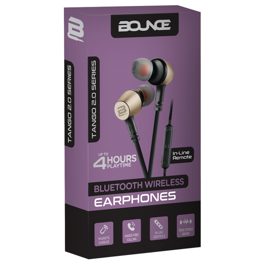 Bounce Tango 2.0 BT Earphone - Black/Gold - Guards On Duty Shop & Security Guards