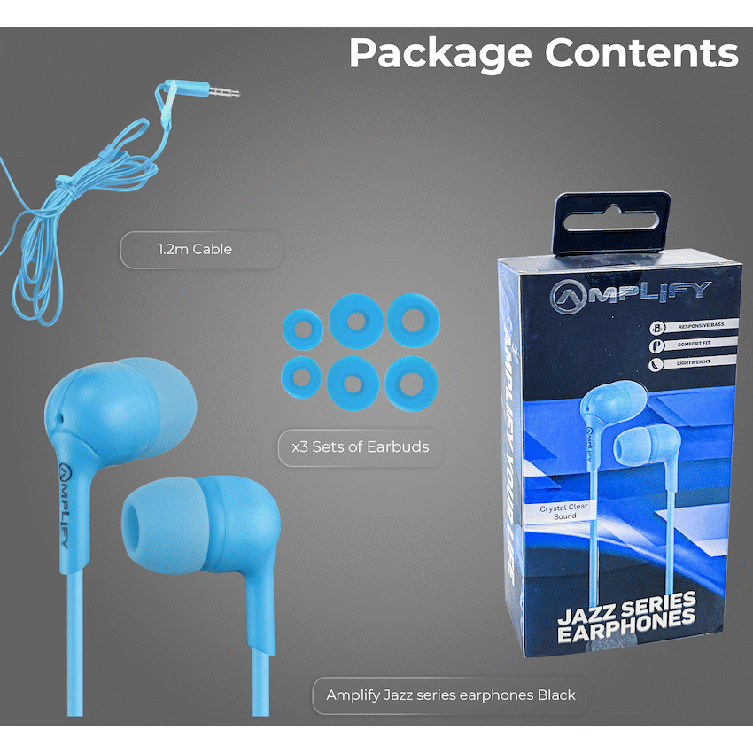 Amplify Jazz Series Earphones - Blue - Guards On Duty Shop & Security Guards