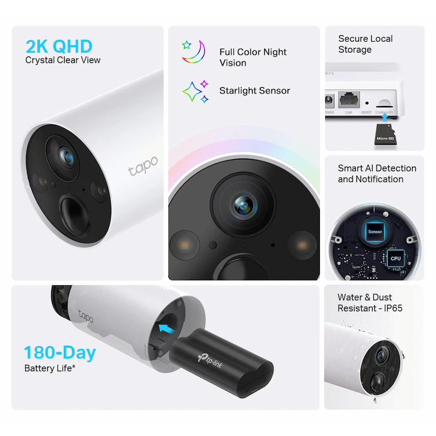 TP-Link Tapo C420S2 2K Smart Wire-Free Security Camera, 2 Camera System