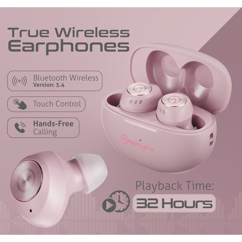 Amplify Zodiac Series TWS Earphones with Charging Case - Pink - Guards On Duty Shop & Security Guards