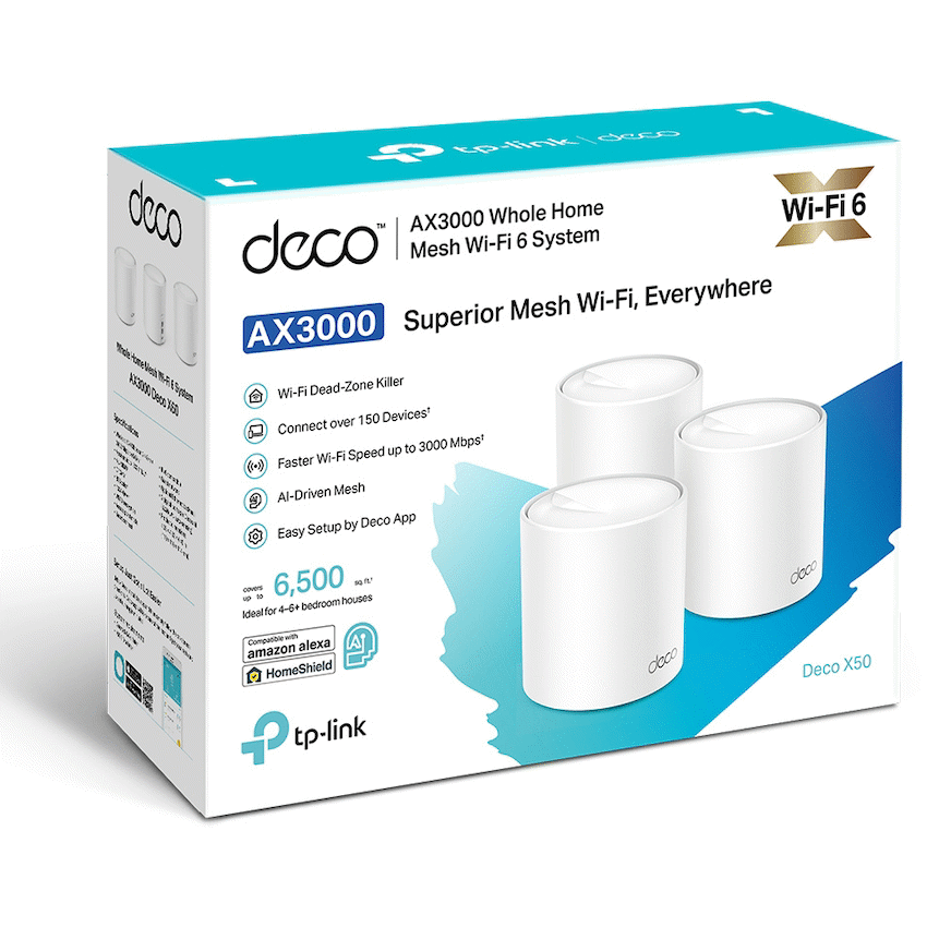 Deco X50 (3-Pack) AX3000 Whole Home Mesh Wi-Fi 6 System