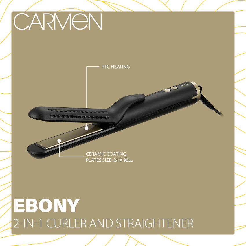 Carmen 2-in-1 Curler and Straightener - Ebony