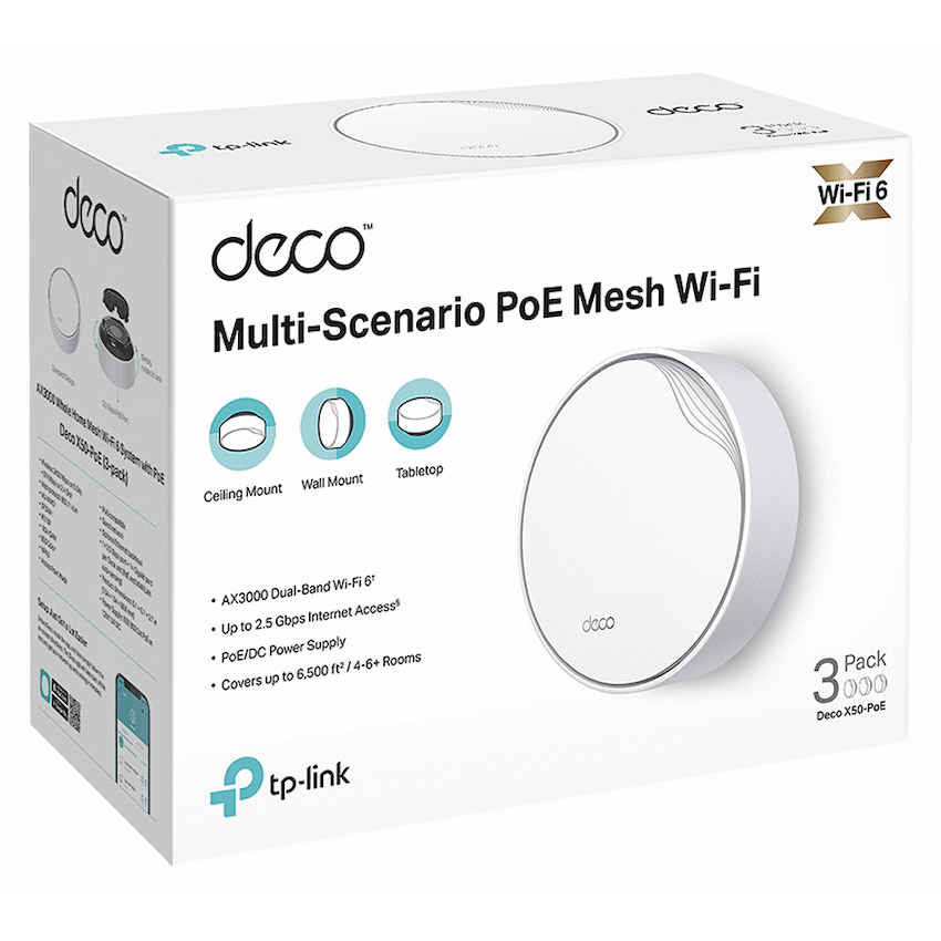 TP-Link Deco X50-PoE (2-Pack) AX3000 Whole Home Mesh Wi-Fi 6 System with PoE