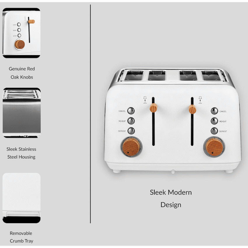 Boden Stark Anson Collection 4 Slice SS Toaster White - Guards On Duty Shop & Security Guards