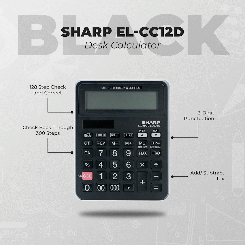 Sharp EL-CC12D Desk Calculator - CheckCorrect Tax - Guards On Duty Shop & Security Guards