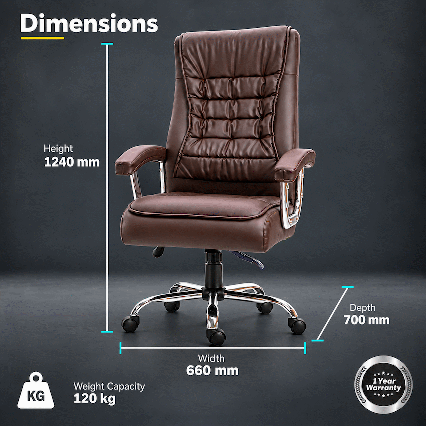 Everfurn Louis High Back Office Chair - Coffee