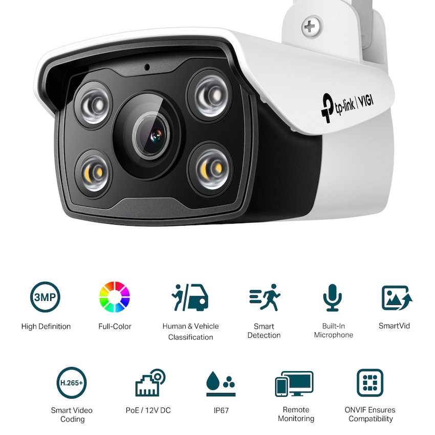 TP-Link Vigi C330 3MP 4mm Outdoor Full-Color Bullet Network Camera