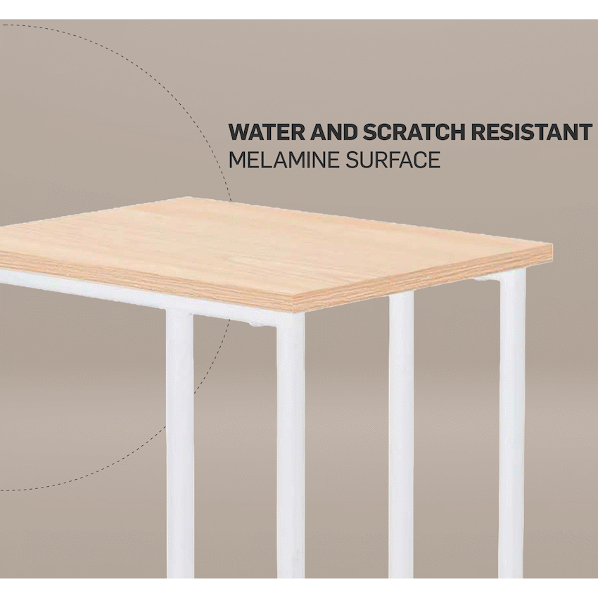 Everfurn Sofa Side Table - Oak and White