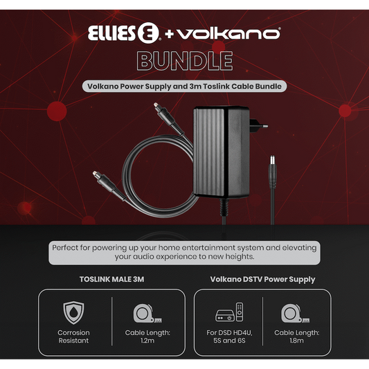 Volkano Power Supply and 3m Toslink Cable Bundle