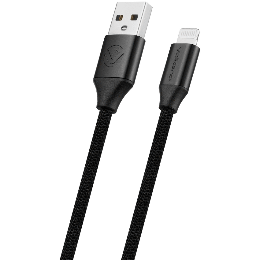 Volkano Weave Series Fabric Braided MFI Lightning Cable 12w 3m - Black