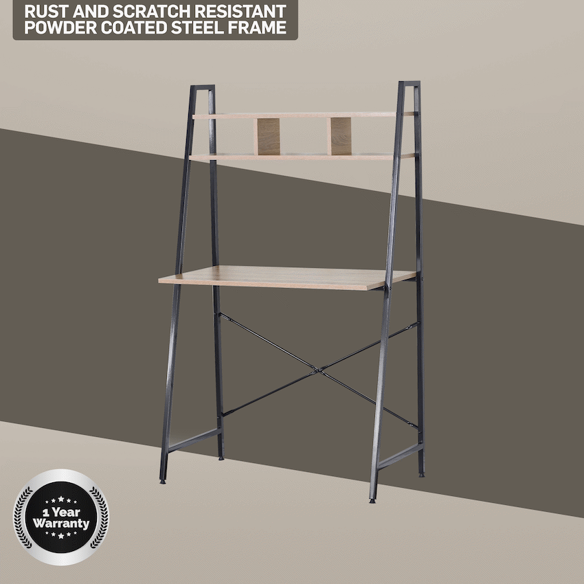 Everfurn Vesa Office Desk - Oak & Black