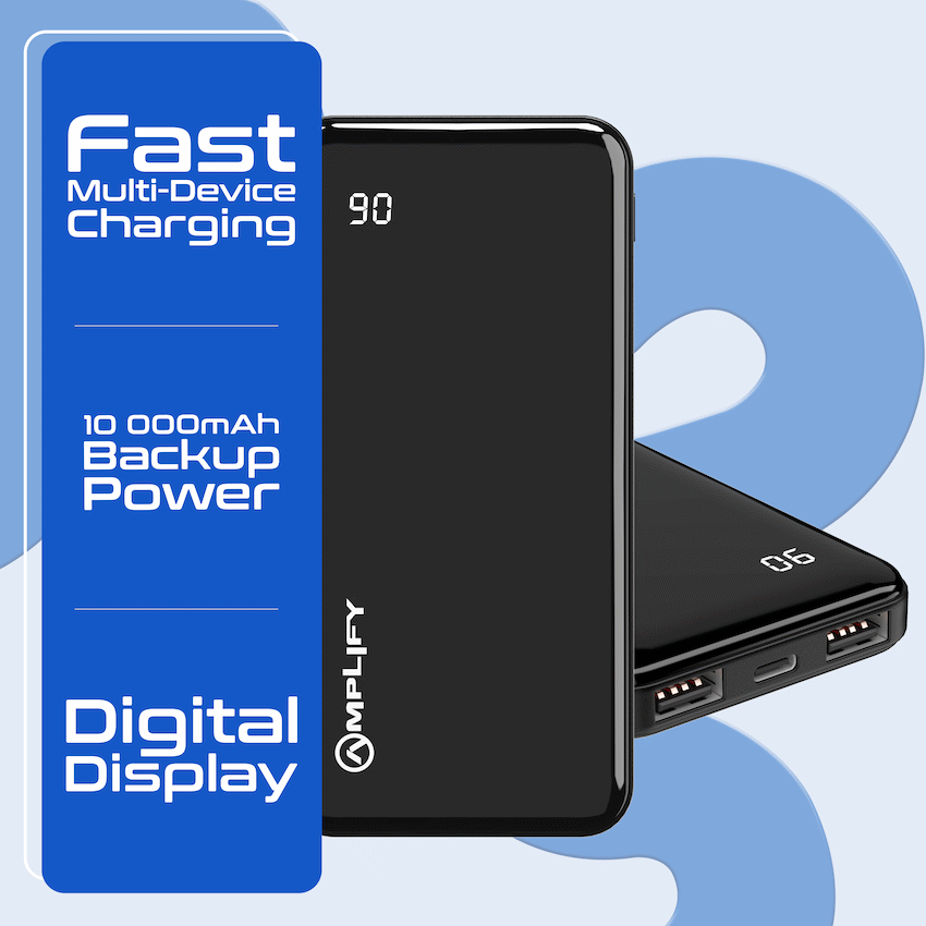 Amplify Spark 2 Series 10 000 mAh Power Bank - Black - Guards On Duty Shop & Security Guards