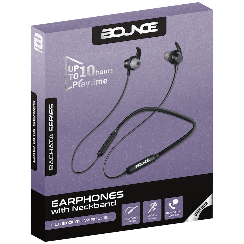 Bounce Bachata Series Bluetooth Earphones with Neckband - Black - Guards On Duty Shop & Security Guards