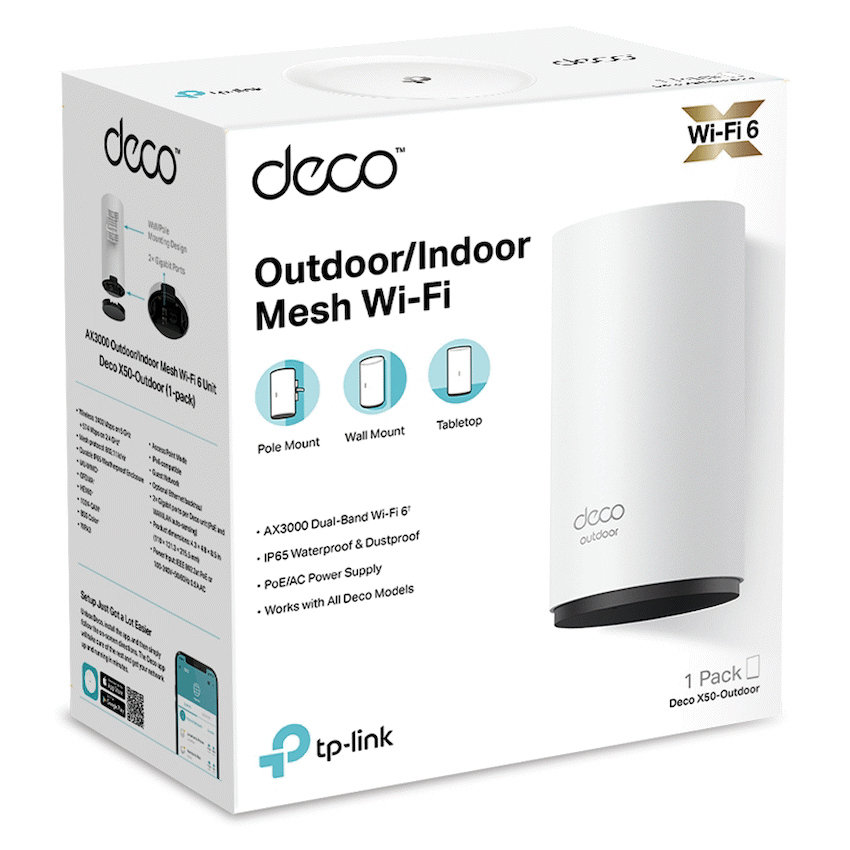 Deco X50-Outdoor AX3000 Outdoor/Indoor Mesh Wi-Fi 6 Unit