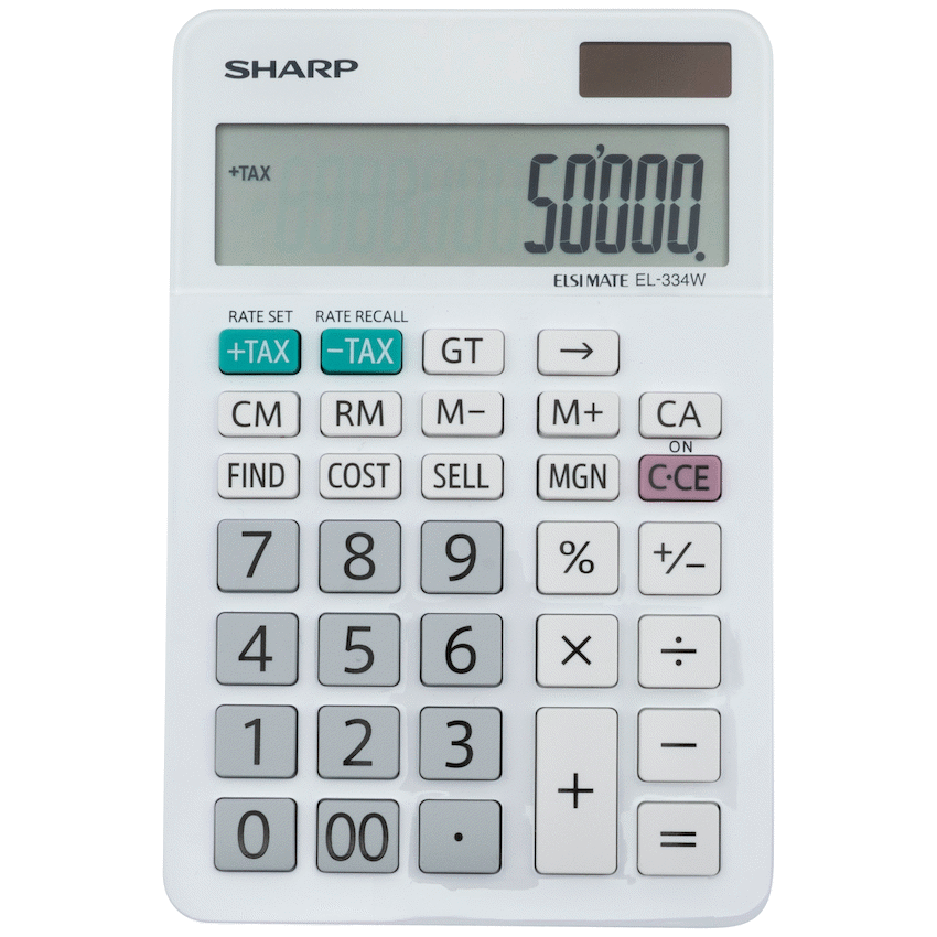 Sharp ElsiMate EL334WB - 12 Digit Desk Calculator - Guards On Duty Shop & Security Guards