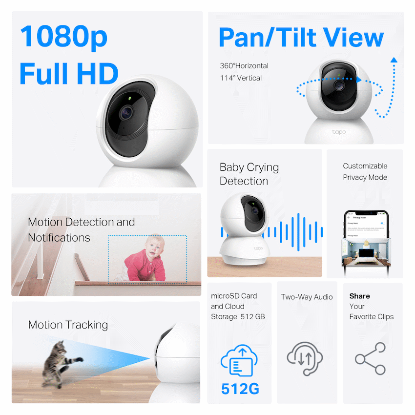TP-Link Tapo C200P2 Pan/Tilt Home Security Wi-Fi Camera