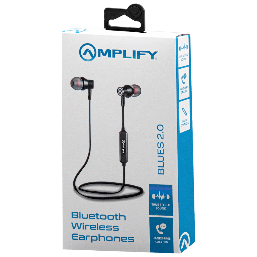 Amplify Blues 2.0 Bluetooth Earphones - Solid Black - Guards On Duty Shop & Security Guards