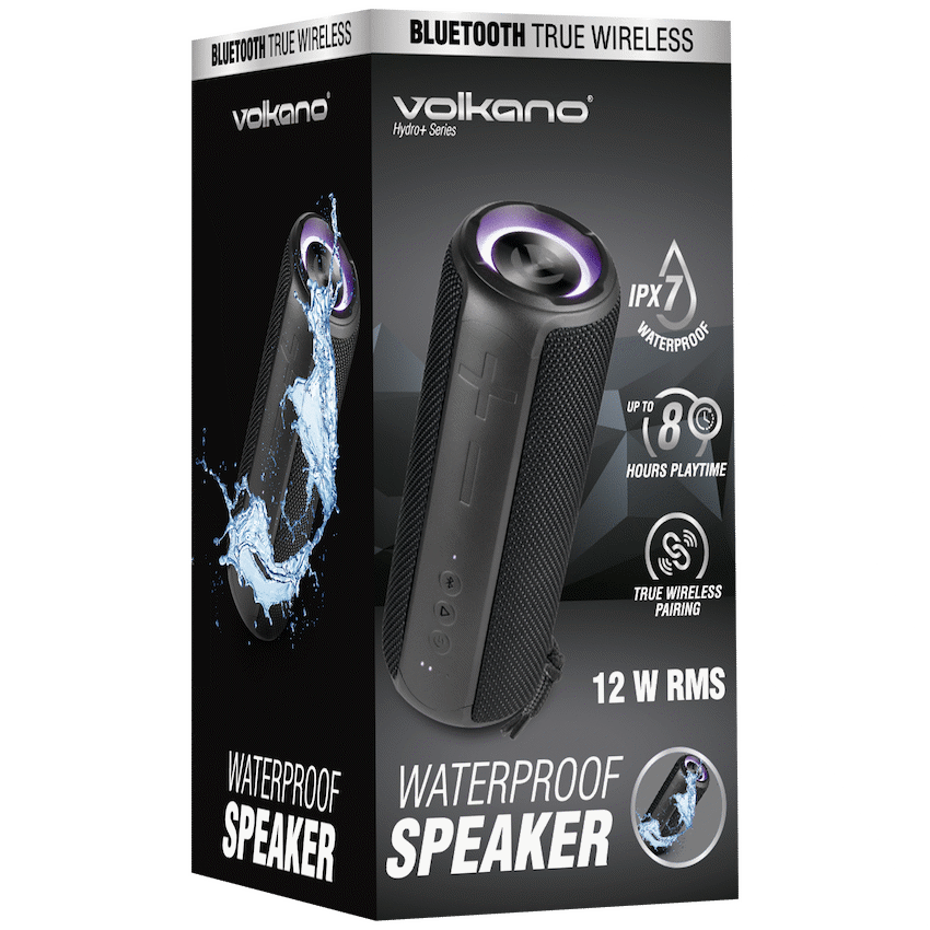 Volkano Hydro + Series  IPX7 Bluetooth Speaker - Black