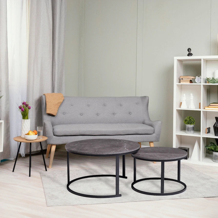 Everfurn Nile Nesting Coffee Table Marble, 2 Piece - Guards On Duty Shop & Security Guards