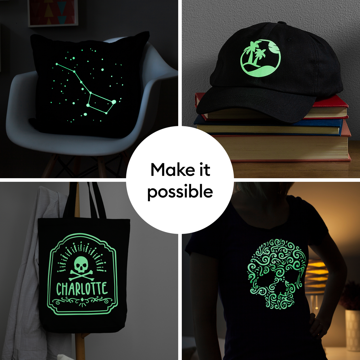 2011330 - Cricut Iron on Glow in the Dark 30.5x61cm; 1 roll 12 in x 24 in (30.5 cm x 61 cm); Easy to weed and effortless to appl