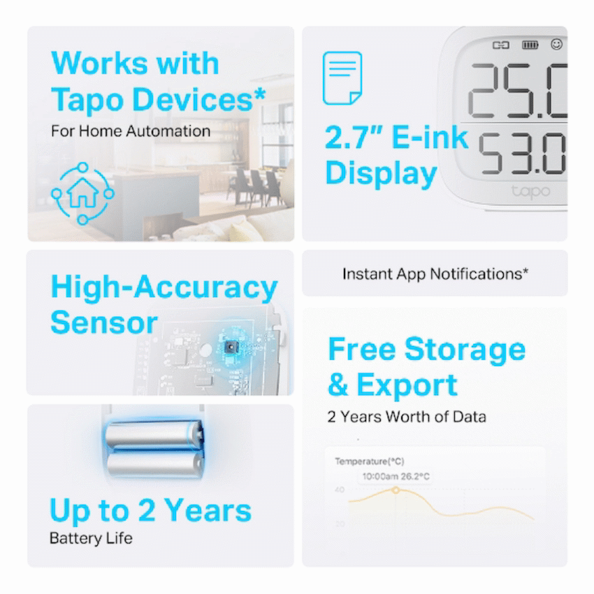Tapo TP-Link Tapo T315 Smart 868mhz Temperature & Humidity Monitor