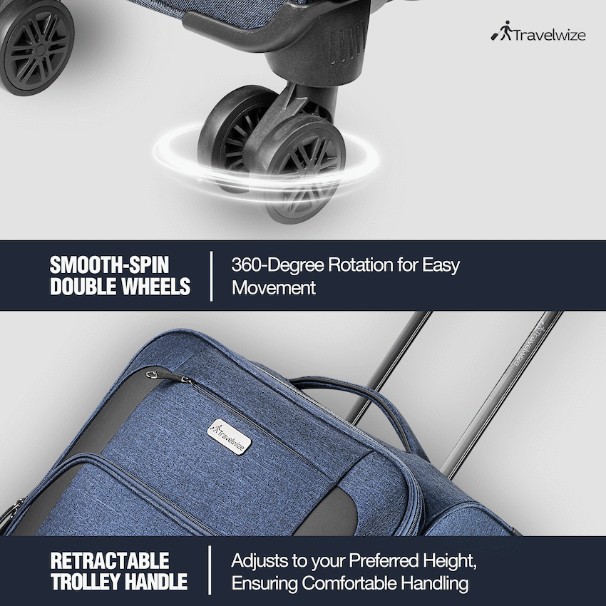 Travelwize Aurora 55cm 4-Wheel Spinner Trolley Case - Navy Melange