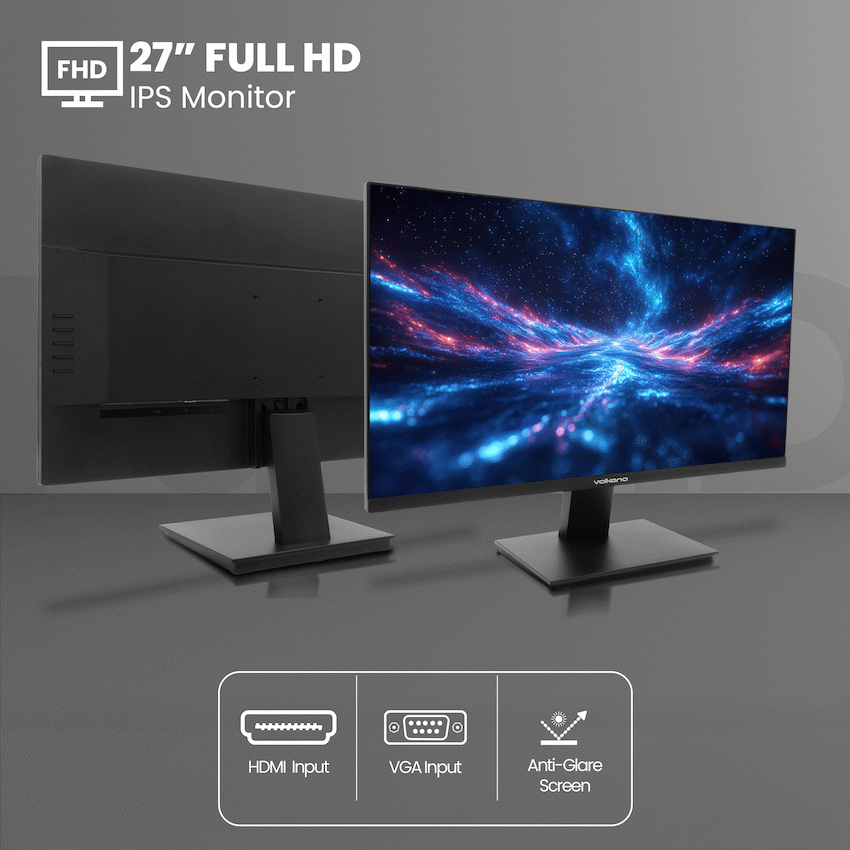 Volkano 27-inch Full HD IPS Monitor with HDMI/VGA, 100 Hz