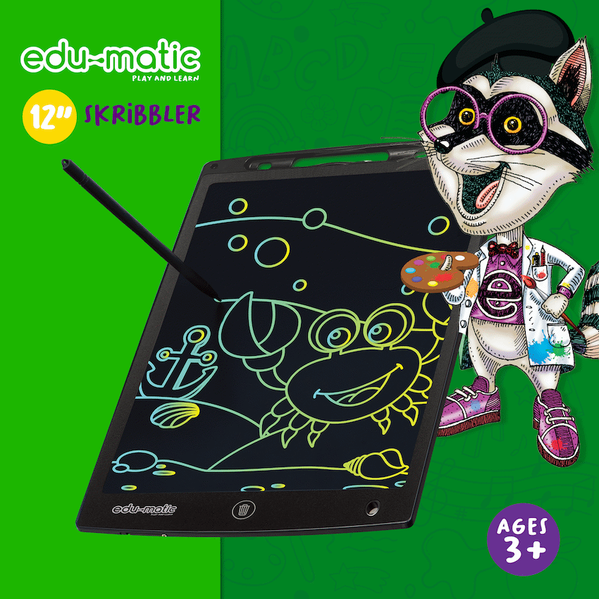 Edu-Matic Skribbler - 12in LCD Writing Tablet with 1 Delete Button - Guards On Duty Shop & Security Guards