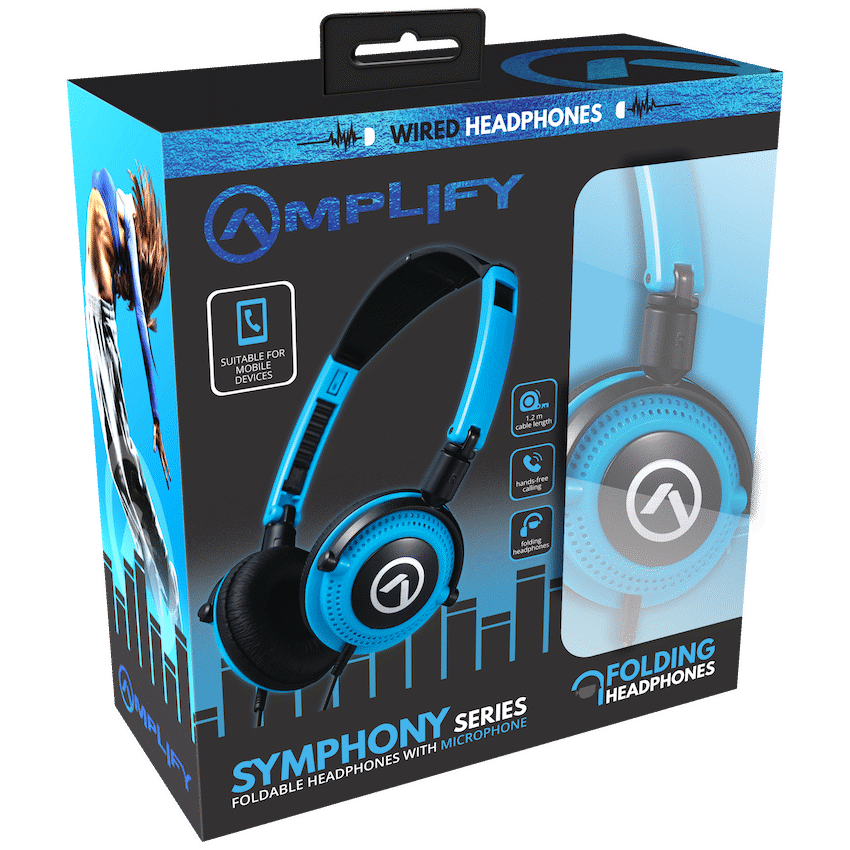 Amplify Symphony Headphones with Microphone - Blue & Black - Guards On Duty Shop & Security Guards