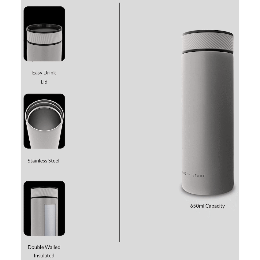 Boden Stark 650ml Double-Walled Flask - Grey