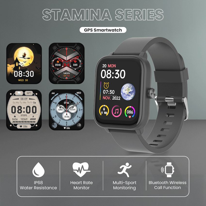 Volkano Stamina Series GPS Smartwatch - Black